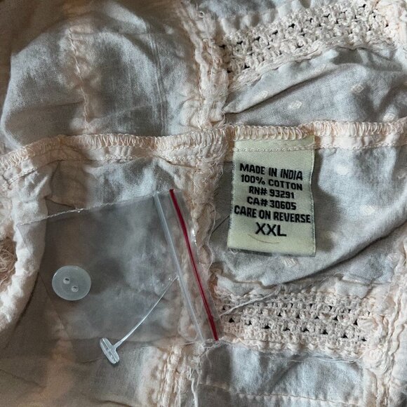 DYLAN Patchwork Long Sleeve Button Tunic Top- Light Peach - New with Tags - XXL - Picture 9 of 10